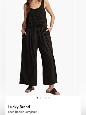 Lucky Brand Lace Bodice Sleeveless Wide Leg Jumpsuit